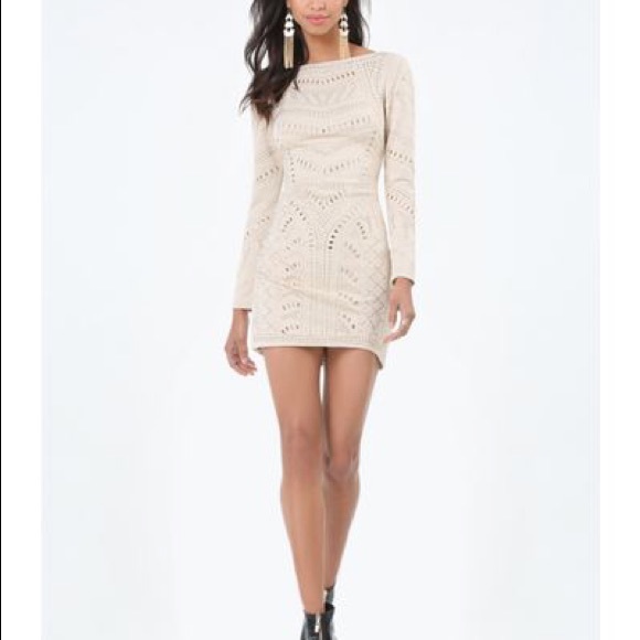 Women's White Embellished Quilted Dress BEBE - Picture 2 of 8